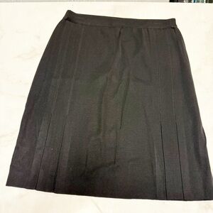 Exclusively Misook Size XL Black Ponte Knit Front Pleats Pencil Skirt
